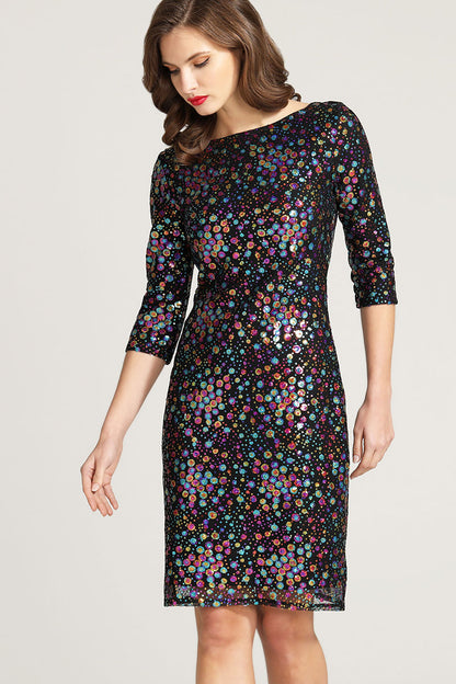 Knee-length Sequin Dress with Sleeves