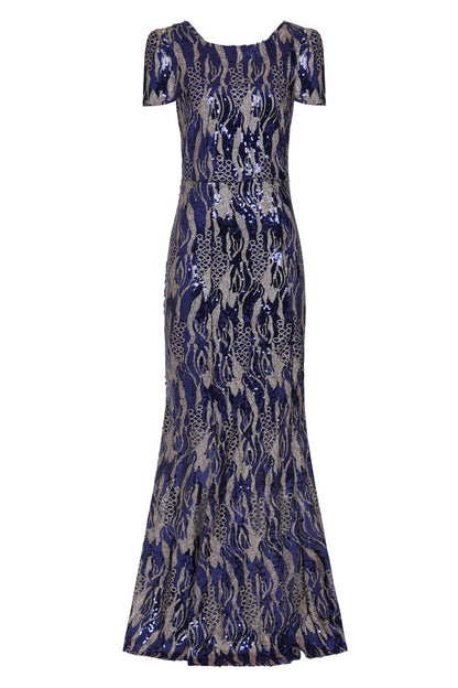 Cowl Back Maxi Sequin Dress
