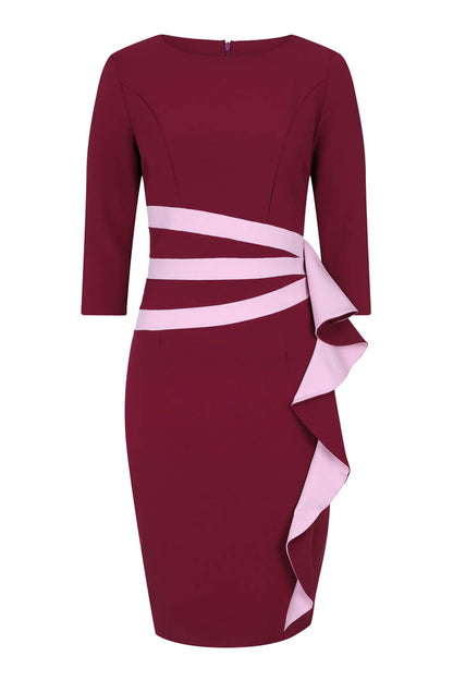 Contrast Side Frill Dress