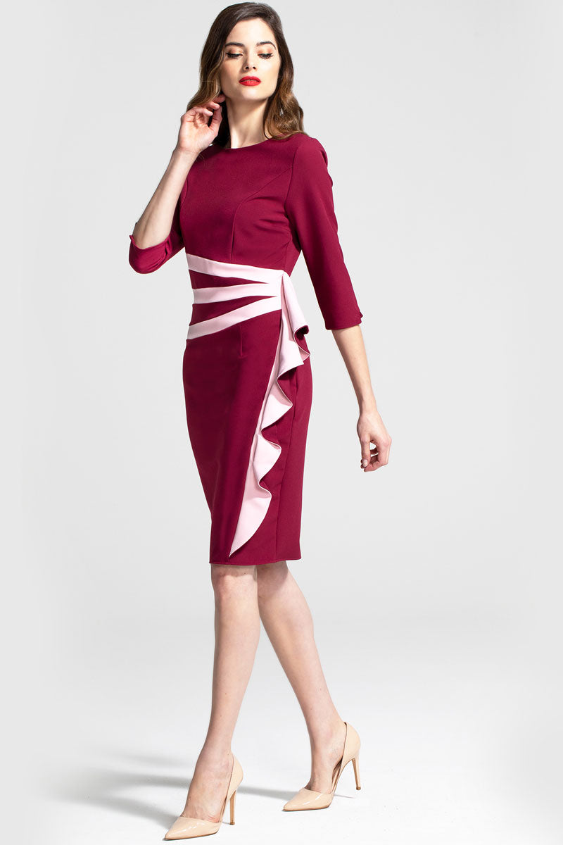Contrast Side Frill Dress