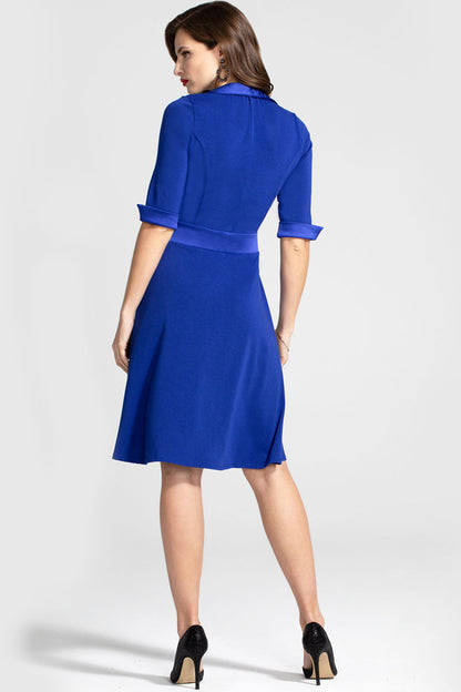 Fit & Flare Wrap Dress with Silky Trim