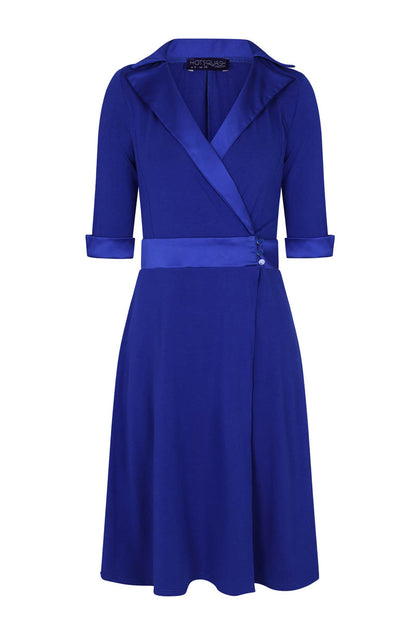 Fit & Flare Wrap Dress with Silky Trim