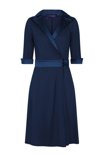 Fit & Flare Wrap Dress with Silky Trim