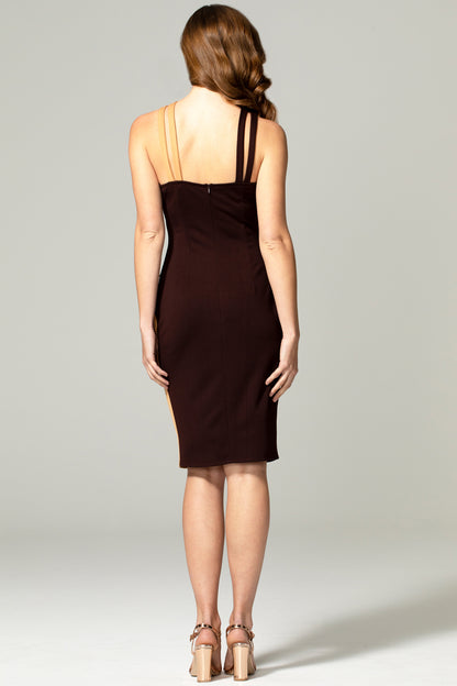 Halterneck Colour Contrast Dress