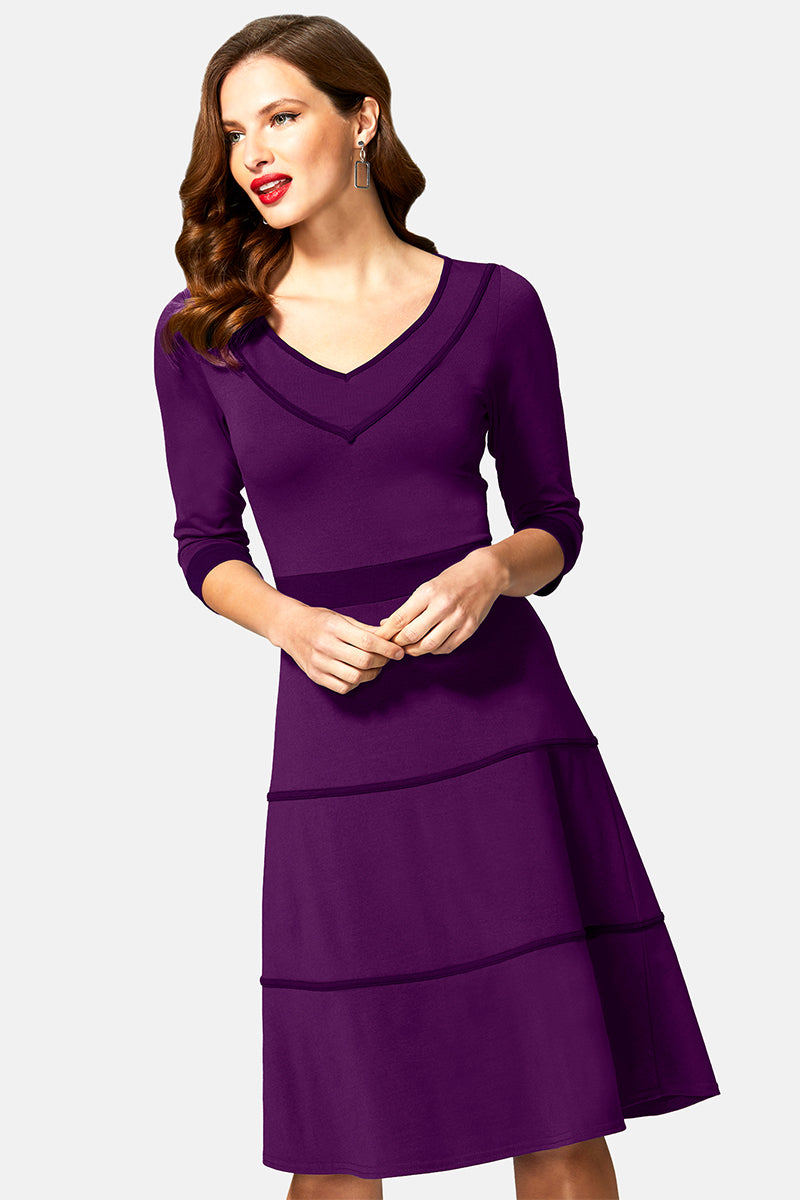 V Neck Dress with Contrast piping