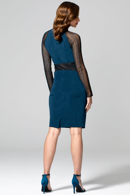 Lace Sleeve Keyhole Detail Dress
