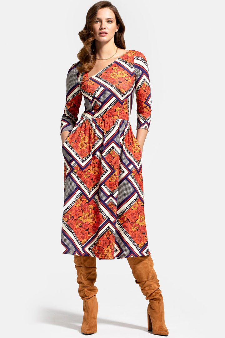 Asymmetric Neckline Midi Dress