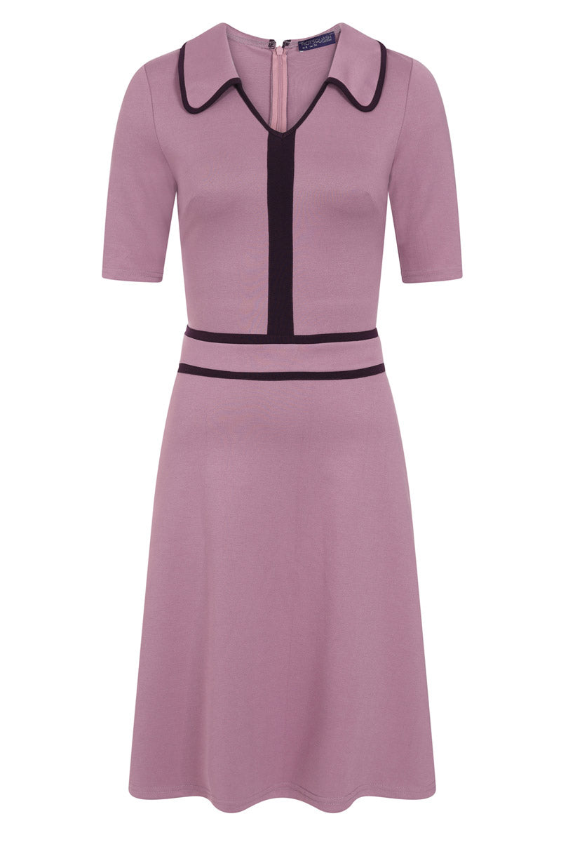 Contrast Piping Dress with Flared Skirt