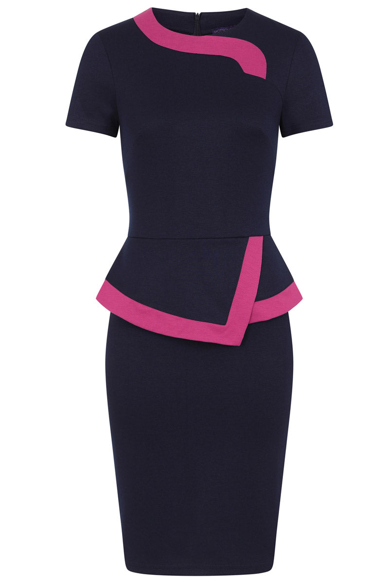 Peplum Dress with Contrast Trim