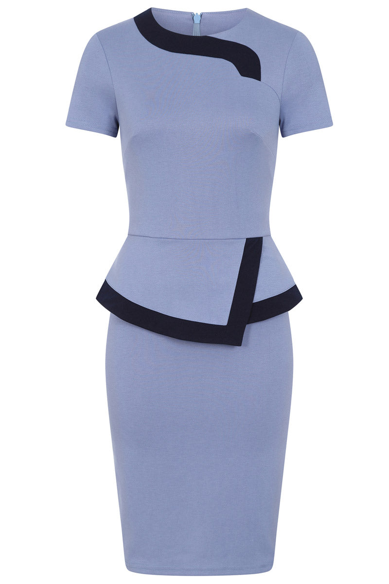 Peplum Dress with Contrast Trim