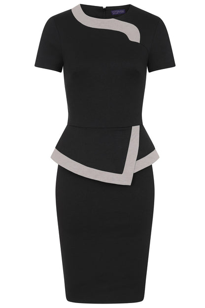 Peplum Dress with Contrast Trim