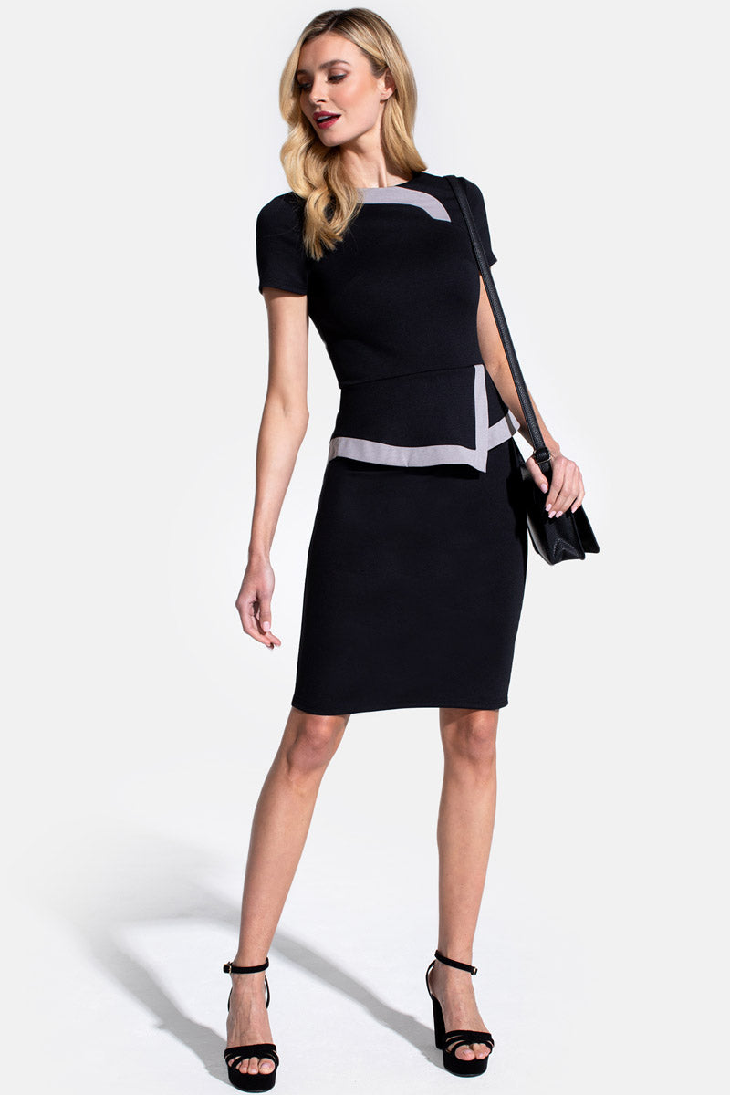 Peplum Dress with Contrast Trim