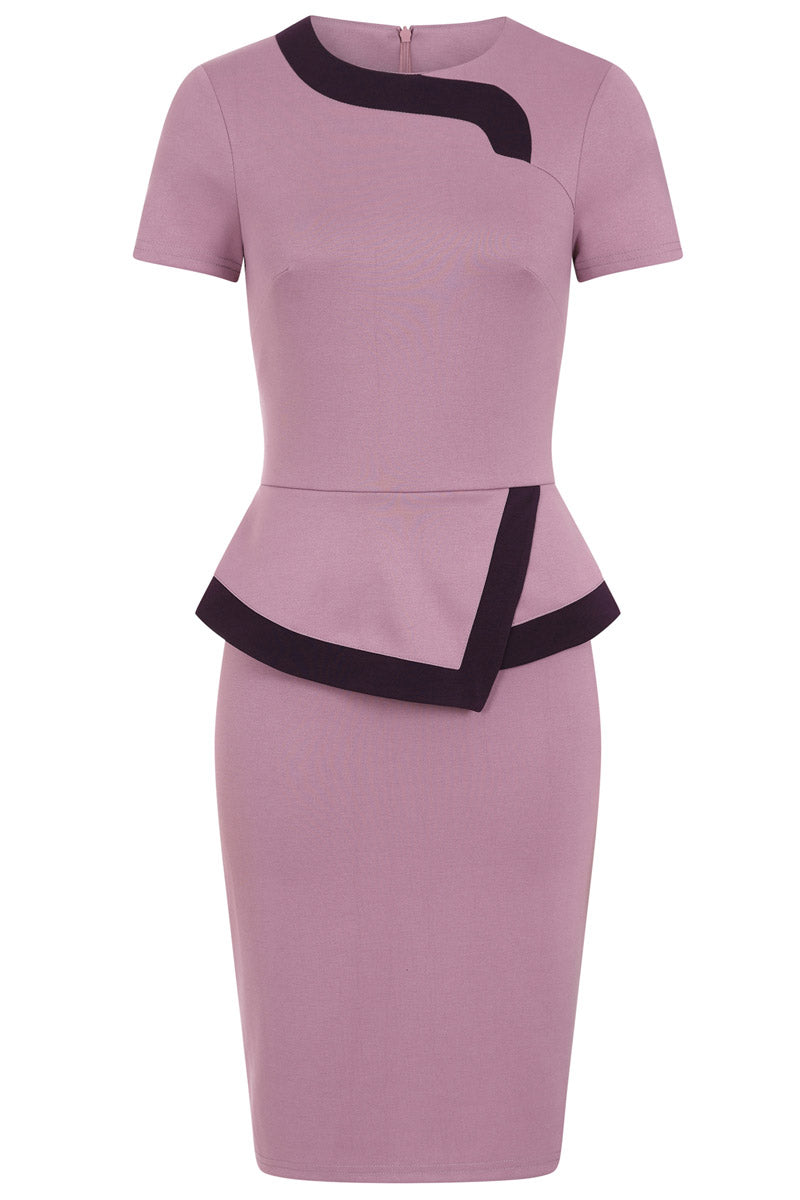 Peplum Dress with Contrast Trim