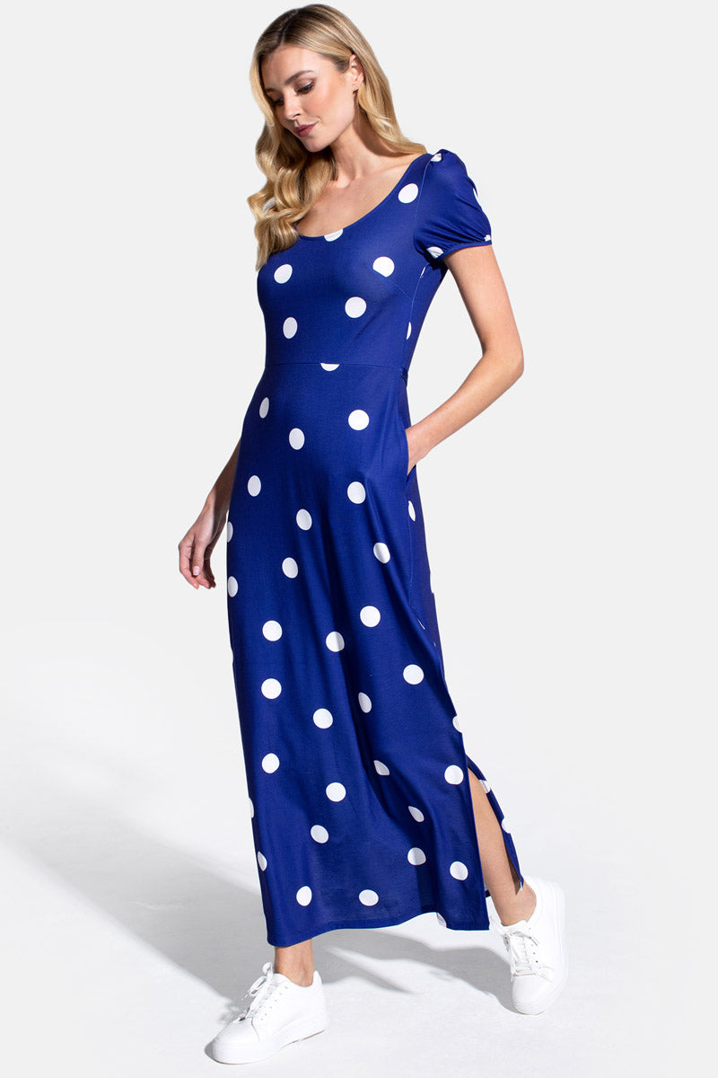 Scoop Neck Maxi T-Shirt Dress with Split