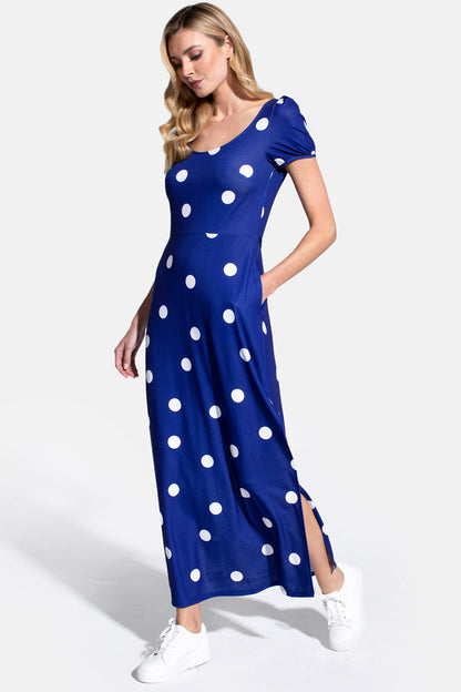 Scoop Neck Maxi T-Shirt Dress with Split