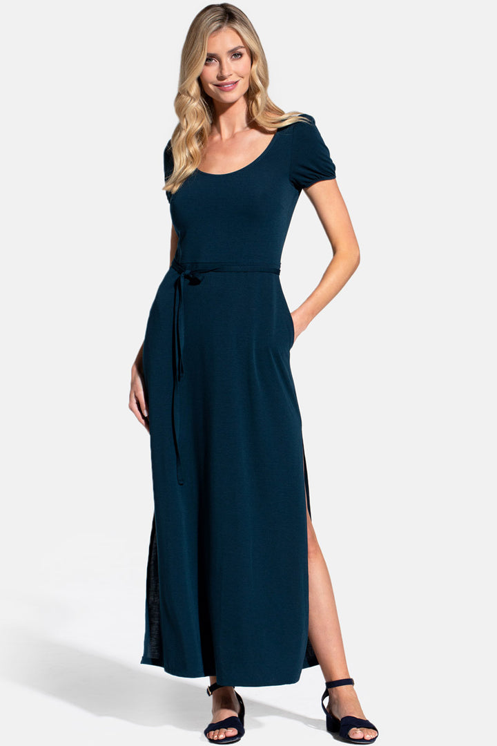 Scoop Neck Maxi T-Shirt Dress with Split