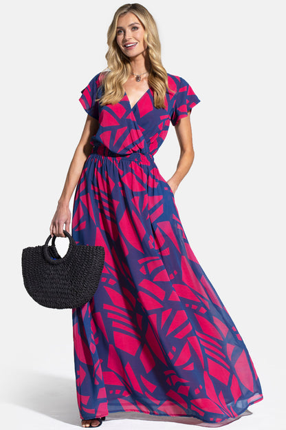 Chiffon Wrap-Top Maxi Dress