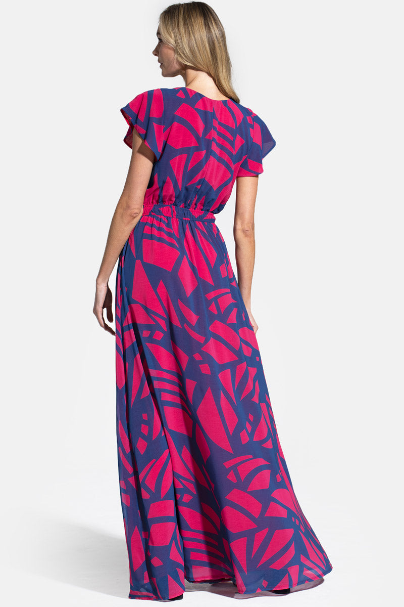 Chiffon Wrap-Top Maxi Dress