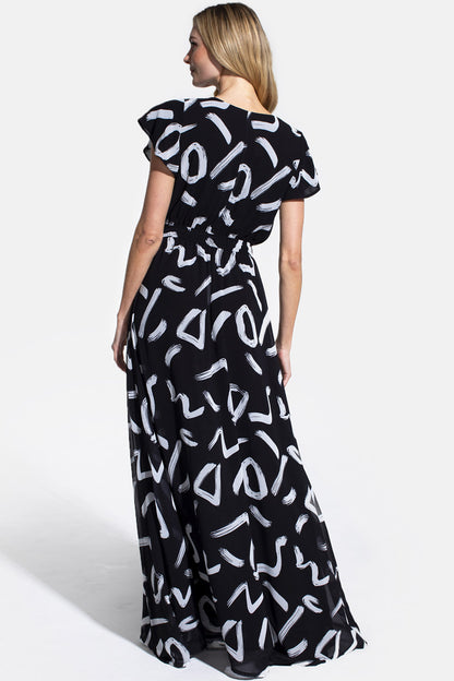 Chiffon Wrap-Top Maxi Dress