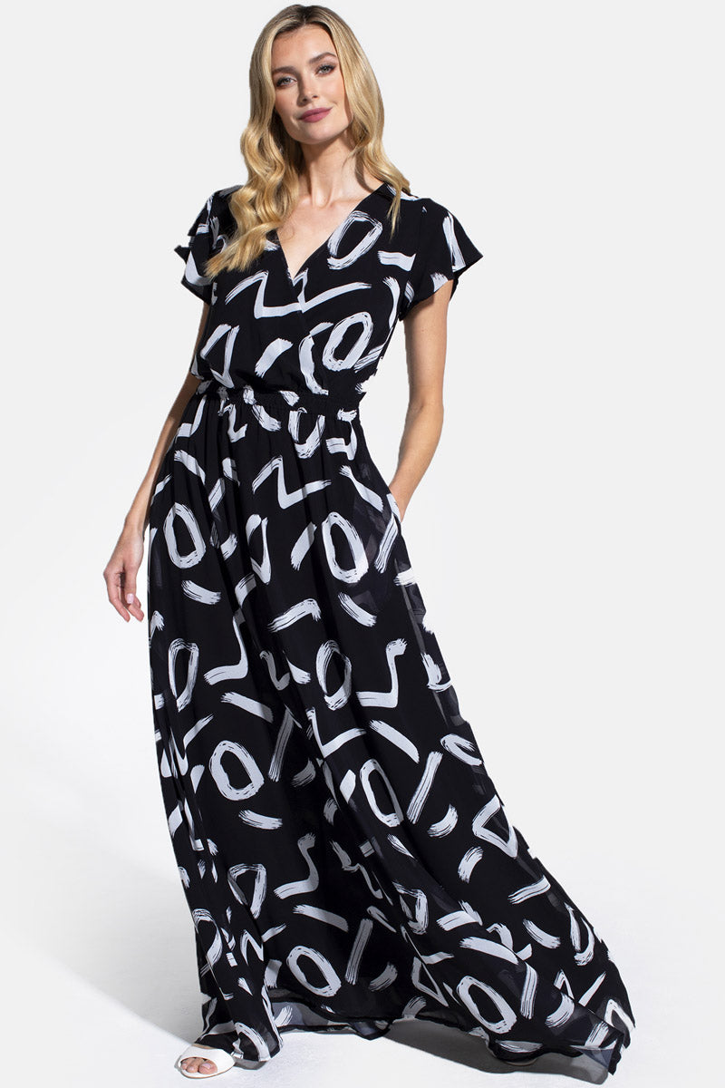 Chiffon Wrap-Top Maxi Dress