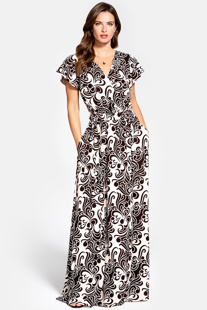 Mock Wrap Chiffon Maxi Dress