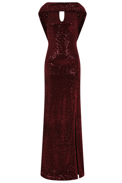 Velvet Cowl Back Maxi Dress