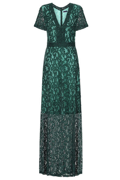 V Neck Lace Maxi Dress