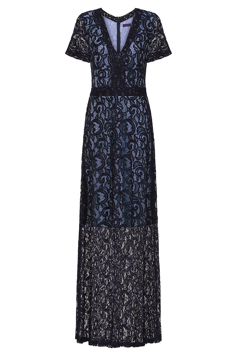 V Neck Lace Maxi Dress