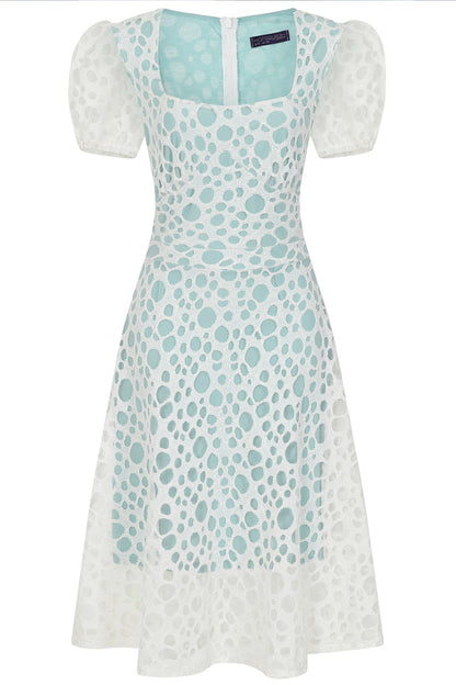 A-Line Lace Dress with Contrast Lining