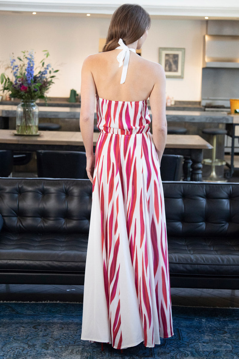 Halter Neck Maxi Dress with Contrast Panels