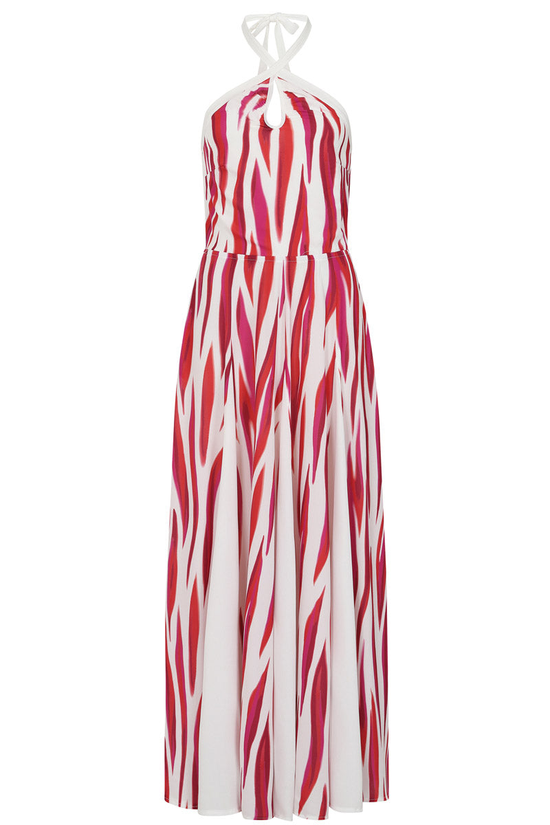 Halter Neck Maxi Dress with Contrast Panels