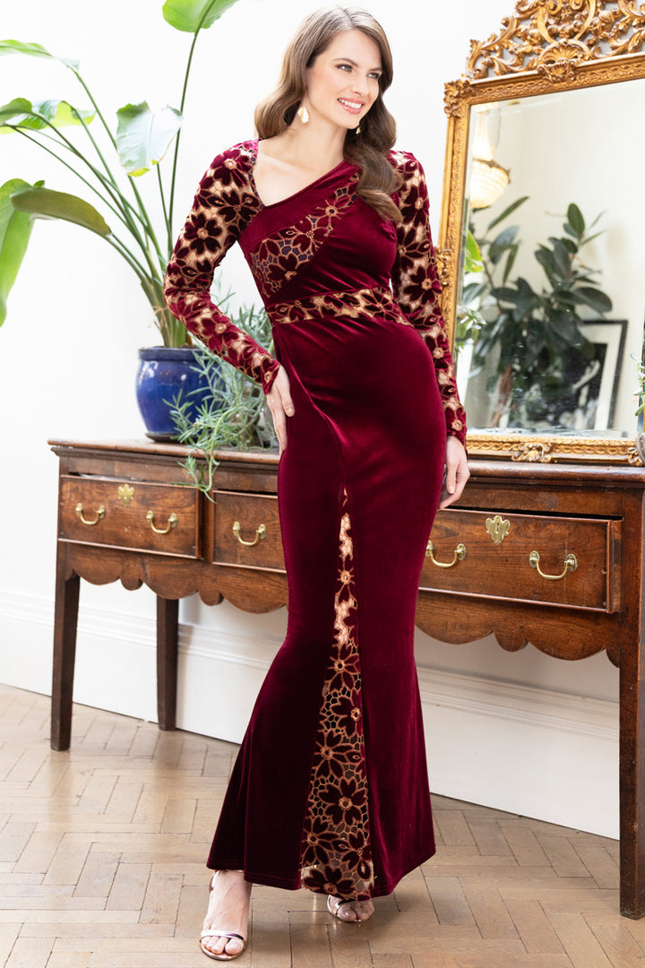 Velvet Embroidered Gown