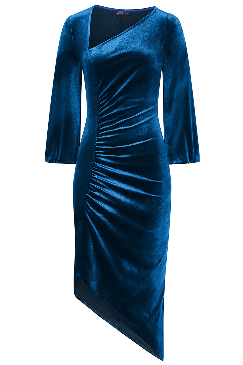 Velvet Ruched Midi Dress