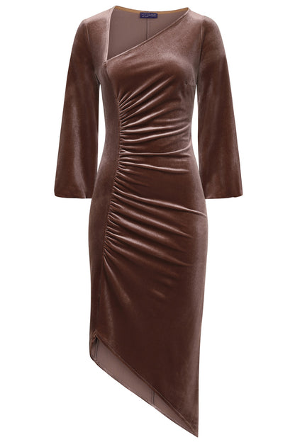 Velvet Ruched Midi Dress