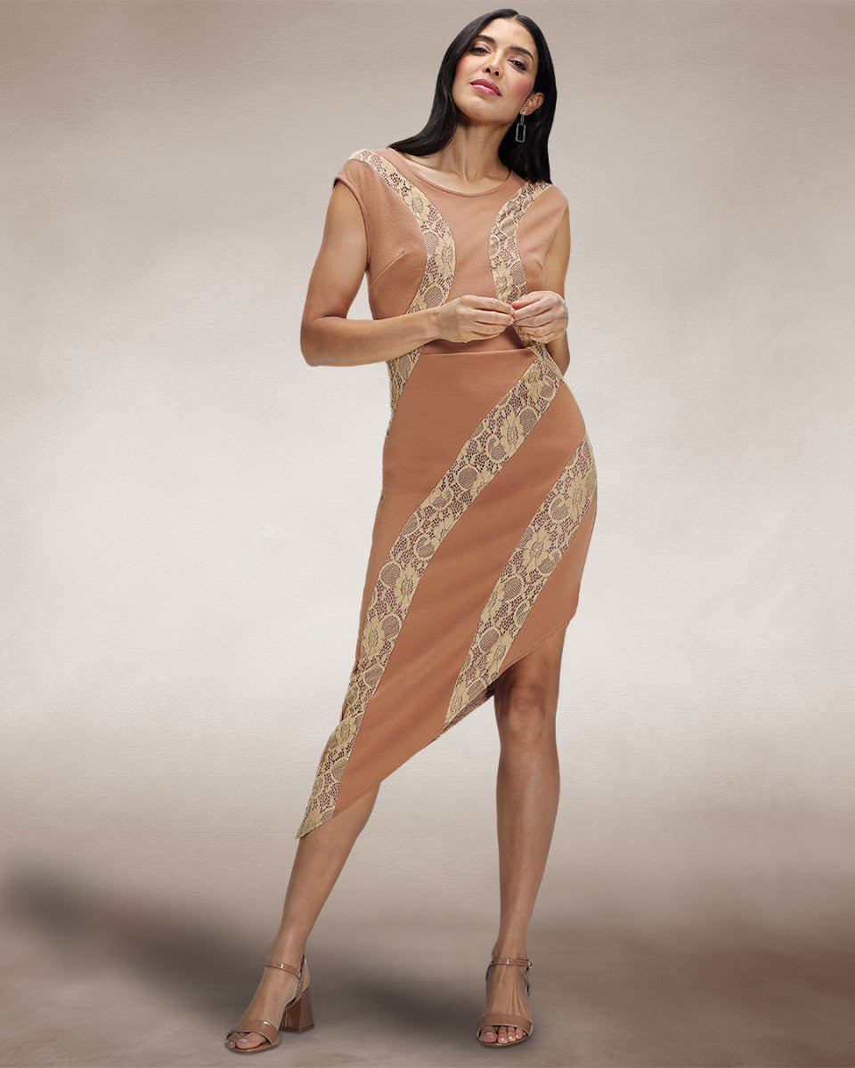 Bodycon Dress with Lace Panelling – HotSquash London