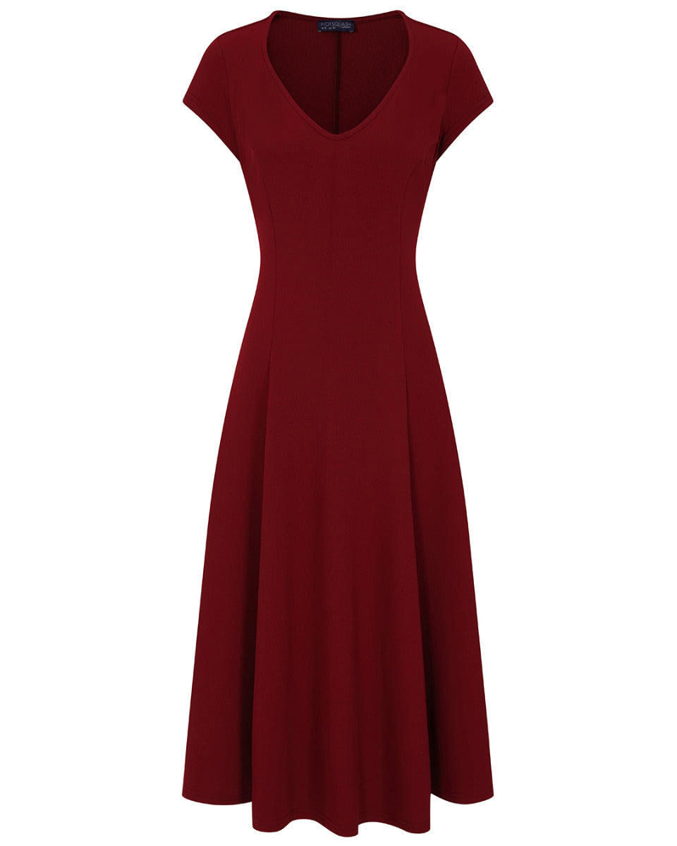 A Line Midi Dress with Cap Sleeves