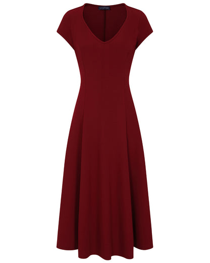 A Line Midi Dress with Cap Sleeves