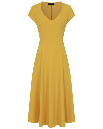 A Line Midi Dress with Cap Sleeves