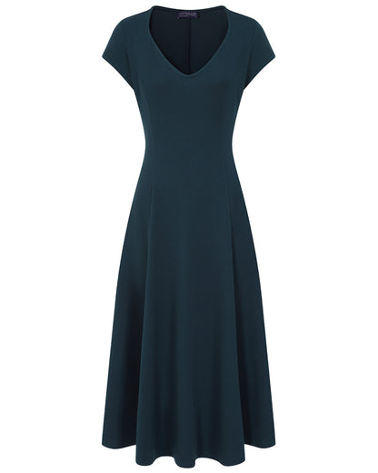 A Line Midi Dress with Cap Sleeves