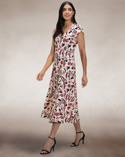 A Line Midi Dress with Cap Sleeves