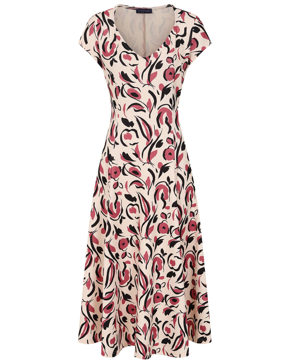 A Line Midi Dress with Cap Sleeves