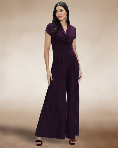 Cap Sleeved Wide Leg Jumpsuit