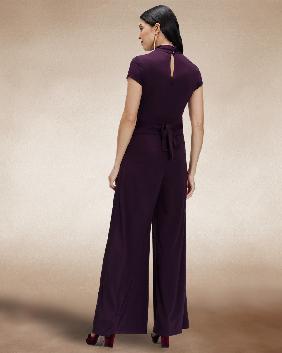 Cap Sleeved Wide Leg Jumpsuit