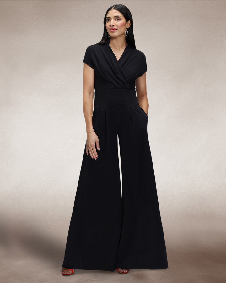 Cap Sleeved Wide Leg Jumpsuit