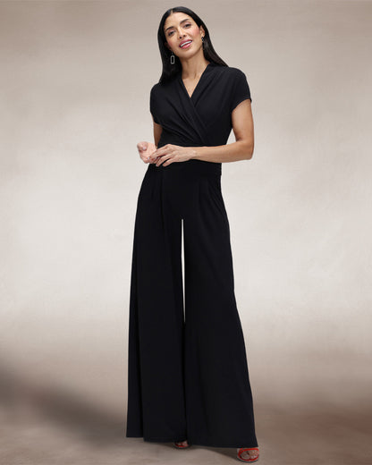 Cap Sleeved Wide Leg Jumpsuit