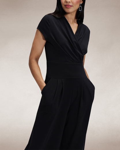 Cap Sleeved Wide Leg Jumpsuit