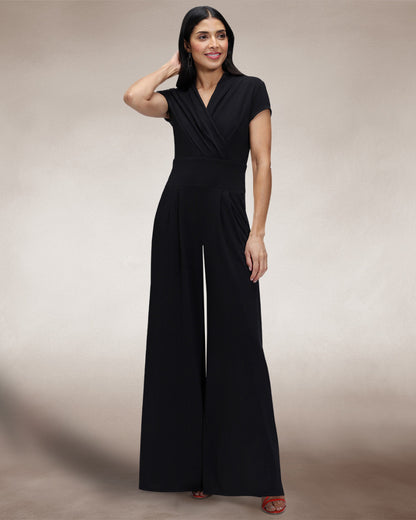 Cap Sleeved Wide Leg Jumpsuit