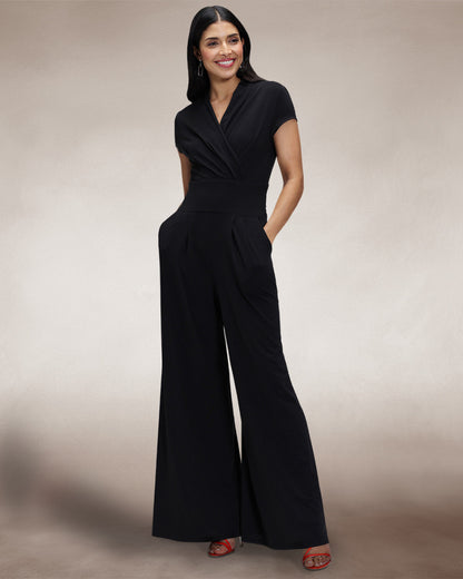 Cap Sleeved Wide Leg Jumpsuit