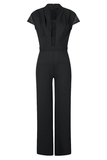 Crepe Jumpsuit with Lace Detail