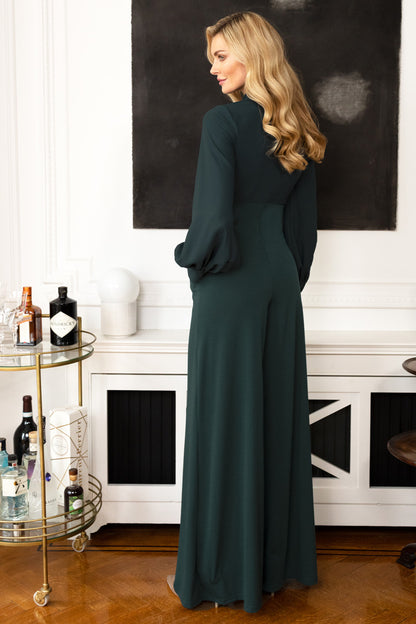 Wide Leg Jumpsuit with Blouson Sleeve